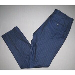 Charles Tyrwhitt 100% Wool Blue Pin Striped Slim Fit Dress Pants Men's 34 X 32
